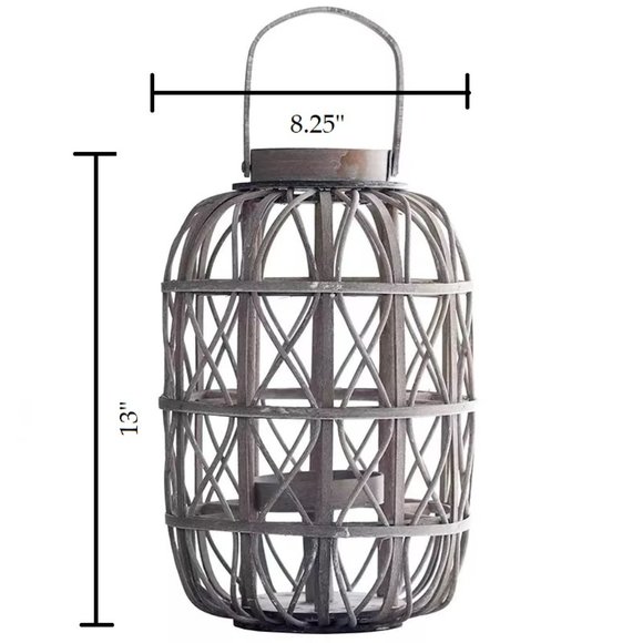 Rustic Farmhouse Decor (4-Pack) Large Wooden Lantern Woven Willow - Picture 6 of 6